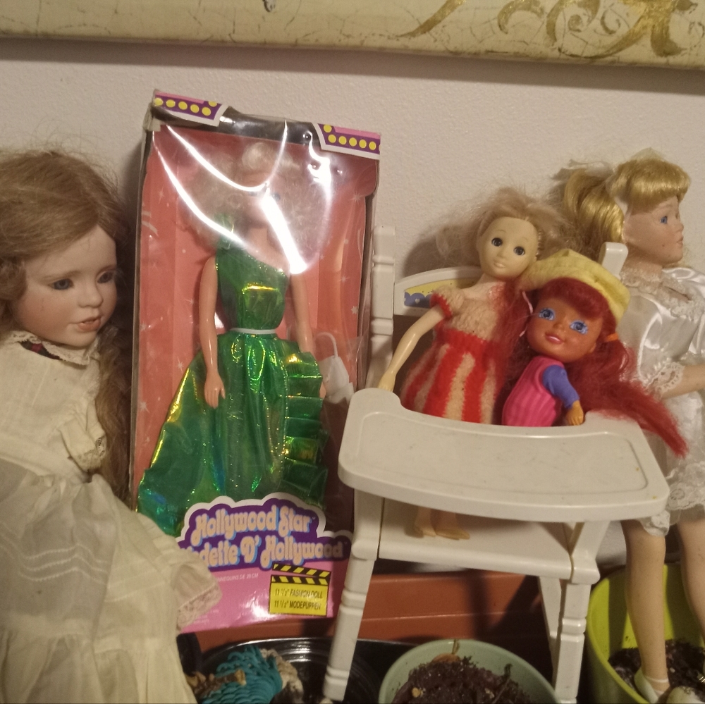 Old fashioned dolls and barbie doll